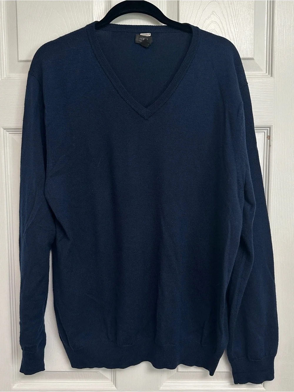 J. Crew Merino Wool Men's Deep Navy V-Neck Sweater